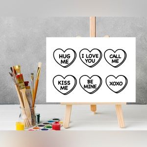 Paint Your Own Sweetheart Candies Canvas, Sip and Paint Canvas, Valentine’s Day